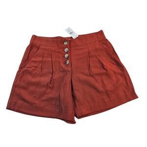 NWT ann taylor orange high rise pocket shorts boho casual paper bag comfort XS